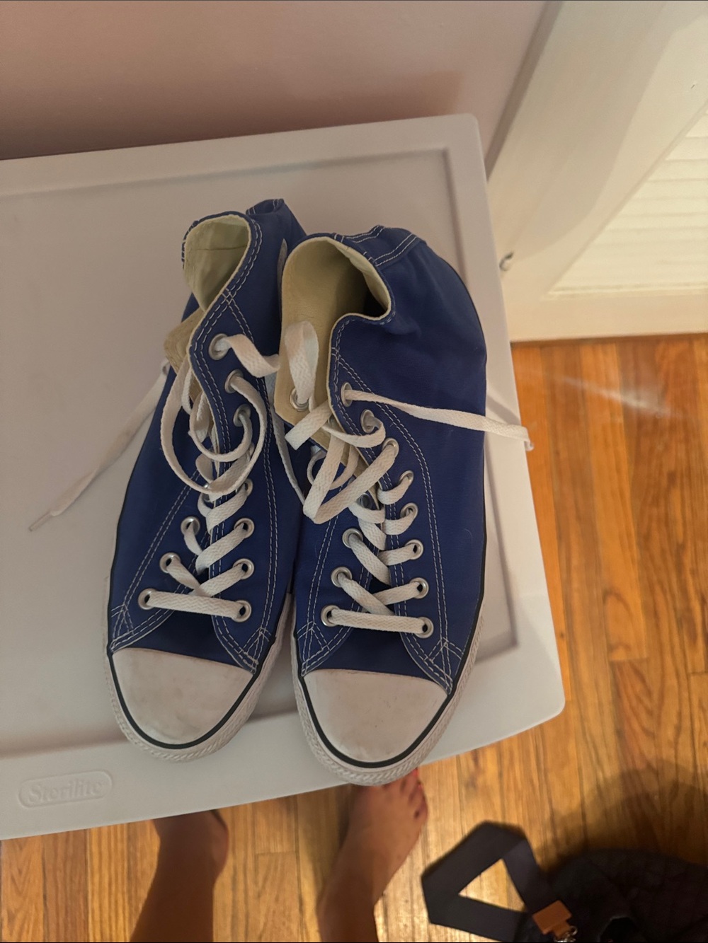 Blue Converse High Tops Size 11womens or 9.5mens.